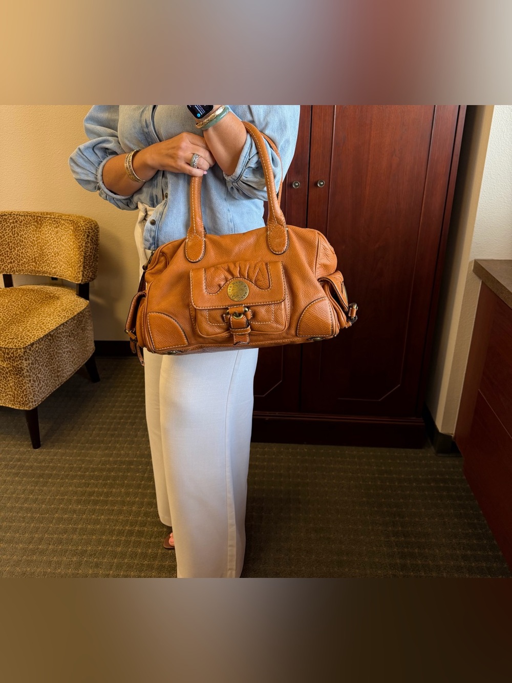 MARC BY MARC JACOBS Aline Cognac Brown Leather Satchel - Picture 15 of 16